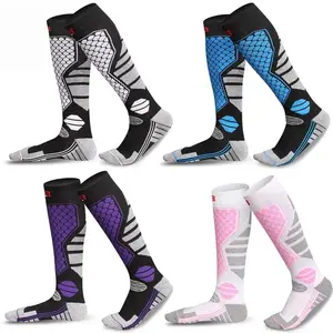 Winter Warm Ski Socks Anti-slip Thickened Breathable Compression Snowboard Socks Thermal Moisture-wicking Knee High Socks dots  socks  sport Floral Copper Compression Socks