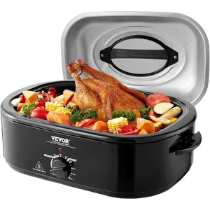 VEVOR Roaster Oven, 26QT Electric Roasting Pan, 150 - 450 Adjustable Temperature Fast - Cooking Turkey Roaster with Cool - Touch Handle, Visible Self - Basting Lid, Defrost Warm Function, Fits 30lb TurkeyVEVOR Super Brand Day