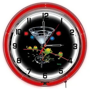 212 MAIN Dirty Martini 14 in. Round Neon Clock - Resin Housing, Artistic Look Home Decor with Blink Feature, Ideal Gift by Petro Enterprises (GODNC14-03)