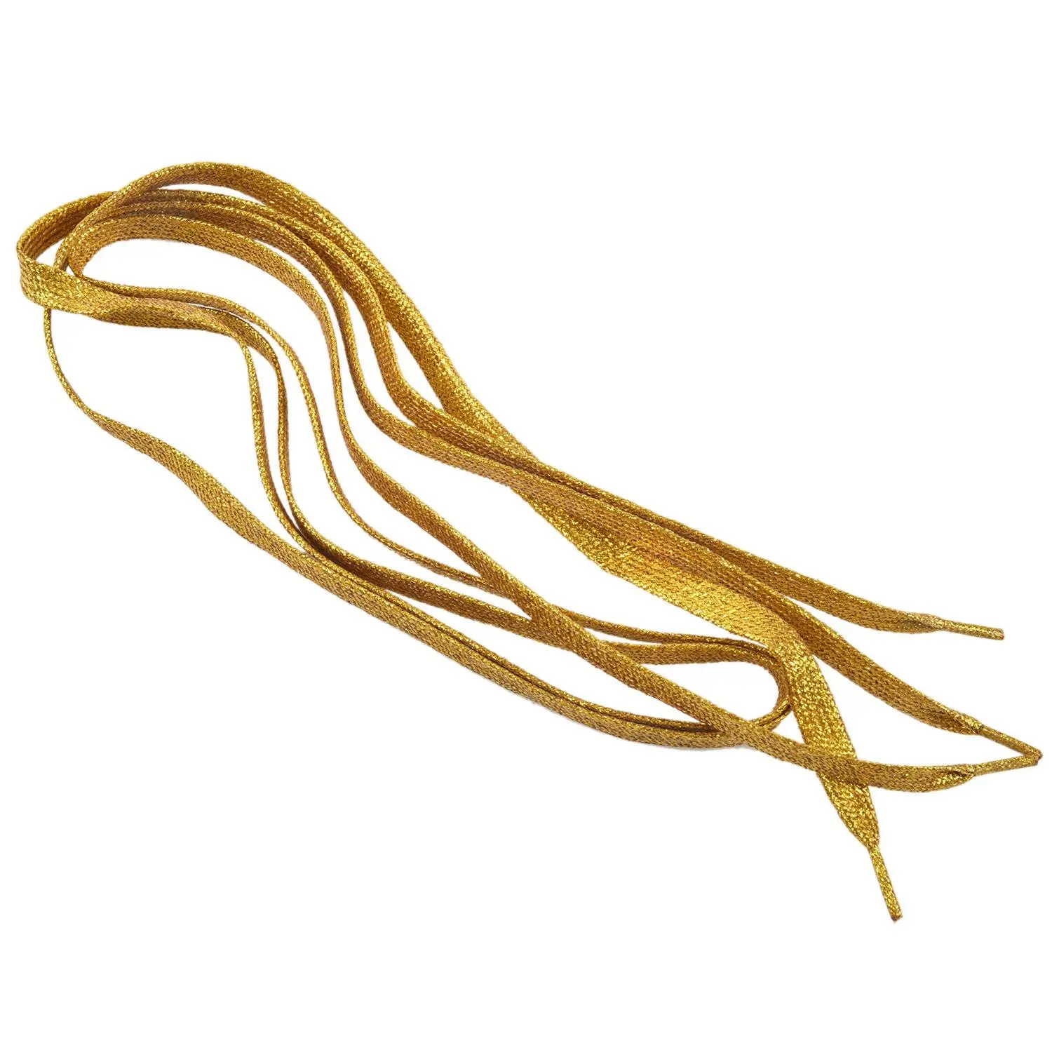 45.7" Gold Glitter Flat Colored Shoe Strings, Lace Up Laces for Sport, Dance Footwear and Boots, Shoe Laces For Sneakers, 45.7 Inches Length