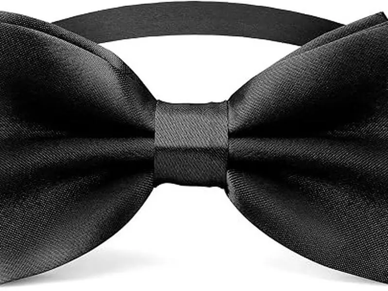 Black Bow Ties for Men - Tuxedo Black Bow Tie Clip On