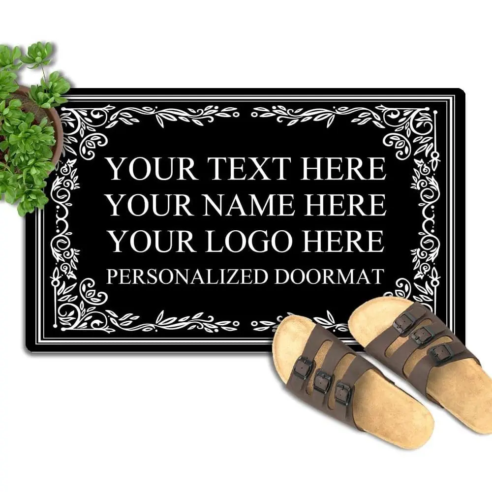 Custom Personalized Doormat - Add Your Own Text, Name, Logo or Photo, Anti-Shrink, Low Profile, Machine Washable, Non-Slip Durable Rug for Front Door & Patio, Ideal Housewarming Gift for New Home, Rustic, Rounded-Edge Design