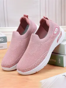 Women's Walking Shoes, Breathable Flyknit Mesh, Lightweight Anti-Slip Soft Sole, Comfortable Sport Casual Shoes, All-Season Wear, Athletic Walking Shoes
