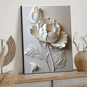 1pc Modern Abstract Floral Wall Art, High-Definition Printed Oil Painting, Cream Style Canvas with Pine Wood Frame, Wrapped Canvas for Living Room, Bedroom, Bathroom, Hallway, Office, Bar, Restaurant, Bookstore, Cafe - Fashionable Decorative Painting