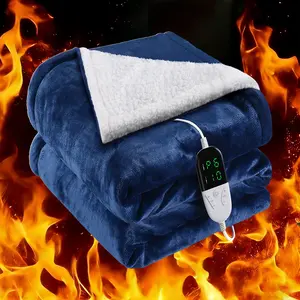 Heated Blanket Electric Throw ,Super Soft Flannel ,50"X60",6 Heat Settings & 1-10 Hours Time Settings Auto-Off,Machine Washable Heating Blanket for Home and Office (Blue)