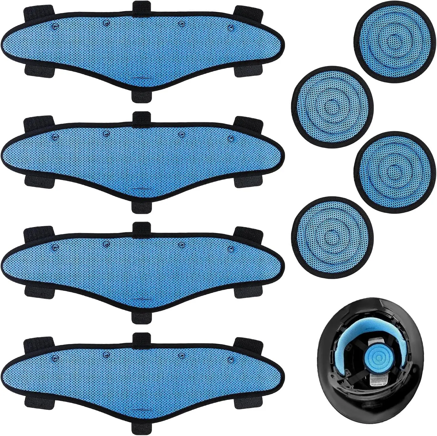 4 Pack Hard Hat Top Pad and Sweatband Set for Safety Helmet, Hard Hat Liner | Washable HardHat Cooling Liner Accessories, Suspension Sweat Band Replacement, Reusable Inserts Headband, Blue