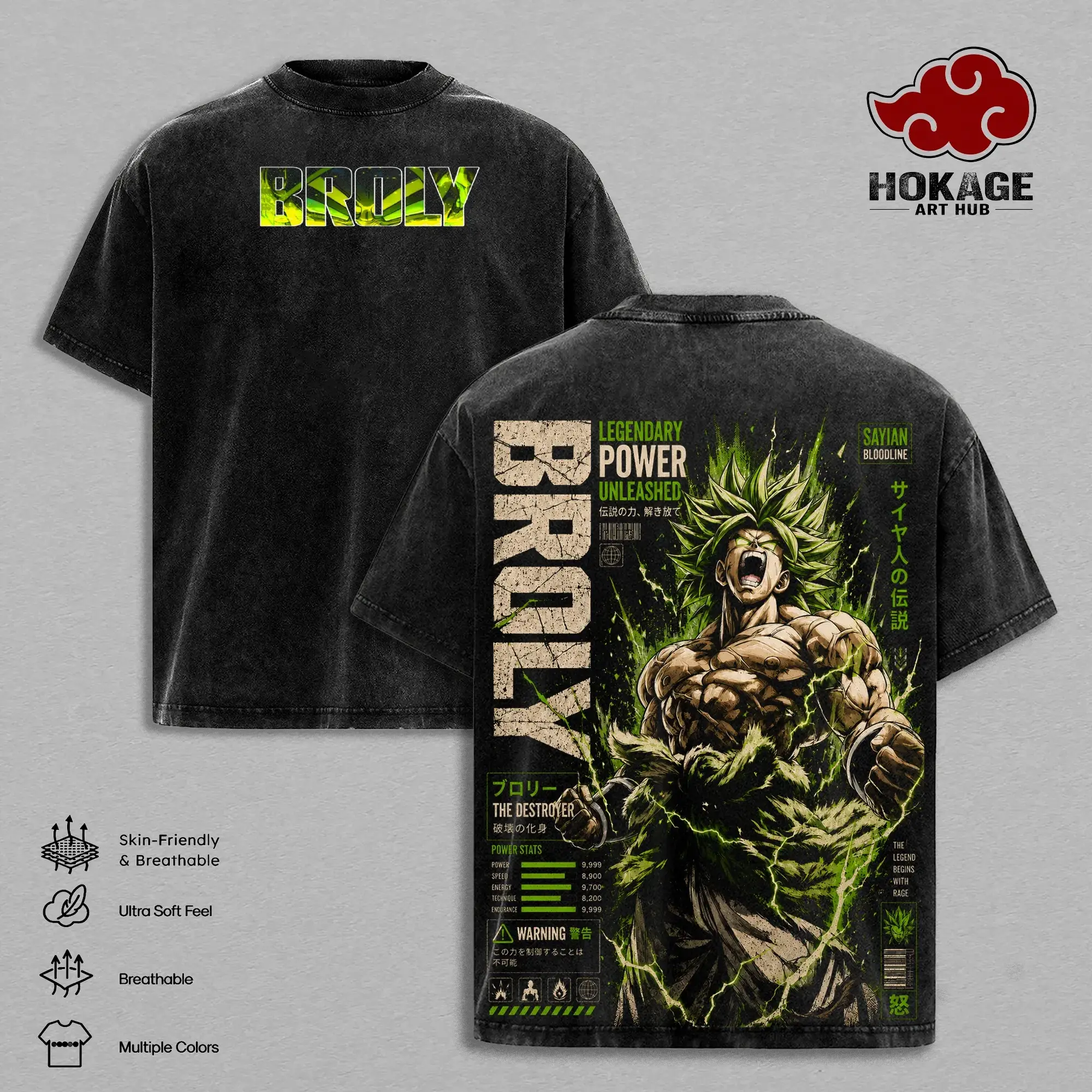 Broly Legendary Super Saiyan Vintage Washed T-Shirt Saiyan Bloodline Anime Graphic Tee Unleash The Destroyer Streetwear Oversized Shirt Gift for Anime Fans