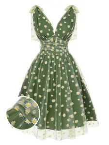 RETRO STAGE Women's 1950s A-Line Pink Strawberry Mesh Swing Dress - Lady's Formal & Casual Wear, Strawberry Casual Dresses with Back Zipper,summervibes