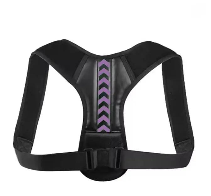 Adjustable Posture Corrector Back Brace for Men & Women, Breathable Upper Back & Shoulder Straightener, Clavicle Support Belt for Pain Relief, Comfortable Fit for Home, Office & Desk Job Use (Black Purple)