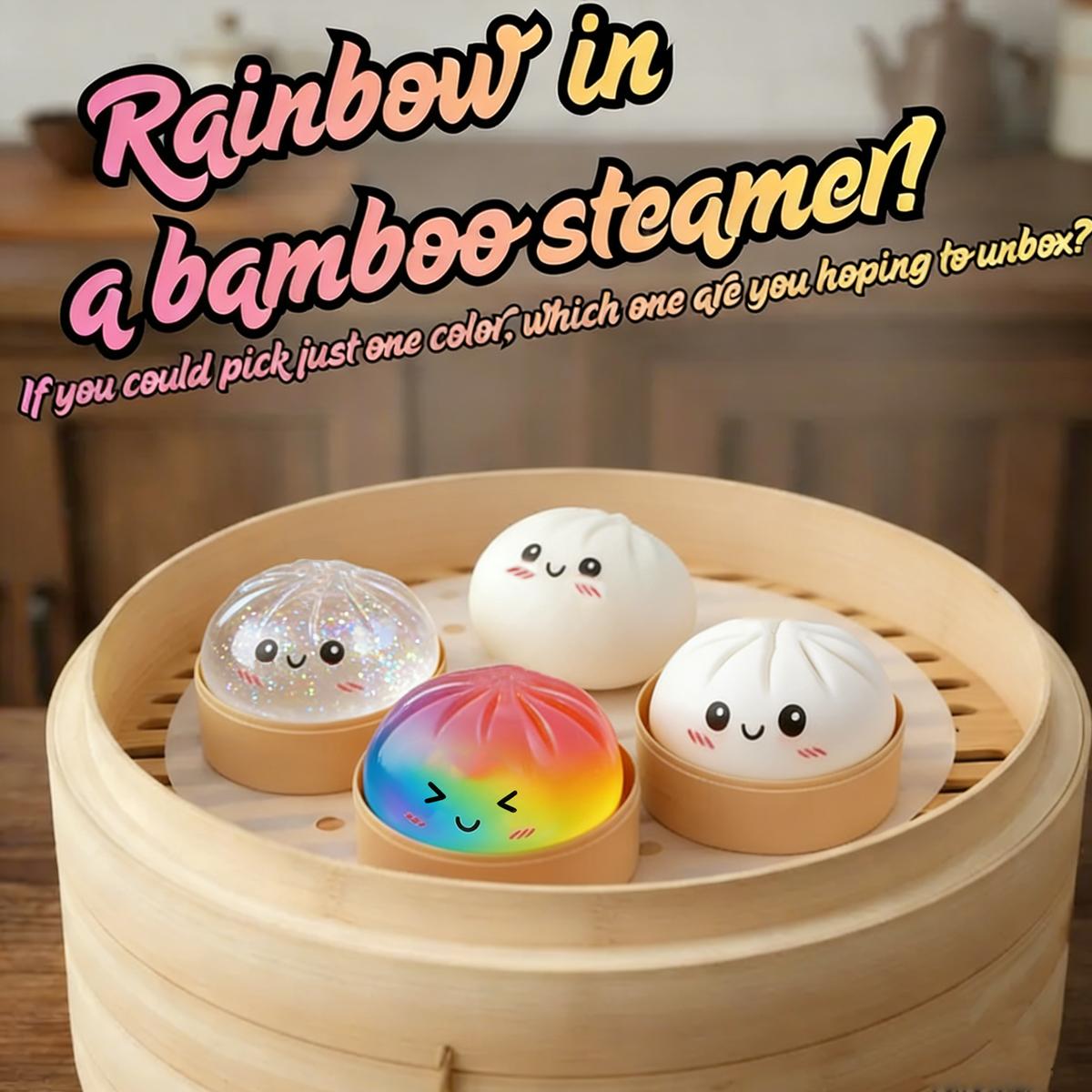 2026 Upgraded Dumpling Squishies, Glitter Dumpling SquishyBox, Dumplings Stress Balls Fidget Sensory Balls, Squeeze Dough Ball Stress Relief Hand with Food Steamer, Relaxation Gift