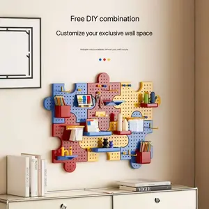 Home Entrance Hallway Partition Shelf DIY Display Board Wall Mounted No Drilling Hole Punch Storage Rack Wall Mount Organizer