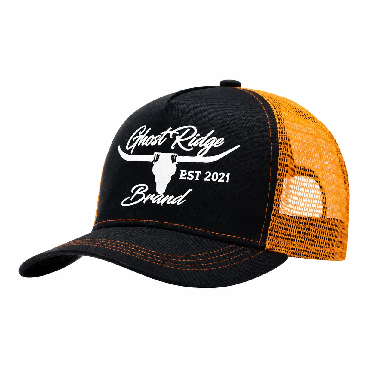 Unisex Classic Trucker Hat - Western Cow Skull Longhorn Letter Graphic, Mesh Back Adjustable Snapback Baseball Hat for Casual Outdoor Travel, Spring Fall, Western Style, Cowboy-Inspired Hats
