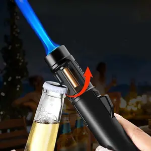 (Butane Gas Not Included) Windproof  Torch Lighter with 360° Rotating Ignition, Powerful Jet Flame, Portable Outdoor Lighter for Camping, BBQ, Baking, Emergency