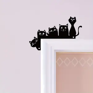 Classic Cat Silhouette Acrylic Door Corner Decor, Creative Decorative Home Holiday Hanging Art, 2D Printed Wall Decoration, Unique Gift Idea, Modern Home Decoration