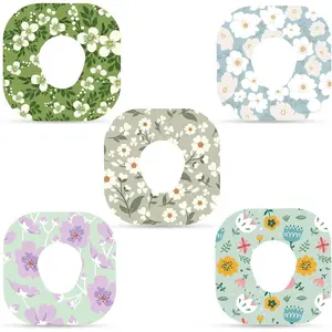 25pcs Adhesive Patches for Dexcom G7, Spring Flowers Print Glucose Overpatches CGM Sensor Cover Waterproof Breathable Monitor Over Patch Stickers Accessories Part Compatible with Dexcom G7 (5 Styles)