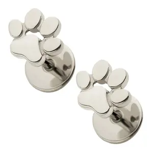COMFY EARRINGS Stainless Paw Prints Earrings 316L Surgical Grade Steel 5.6 mm x 6.5 mm Posts 18 Gauge 6.0 mm Length Comfortable & Stylish