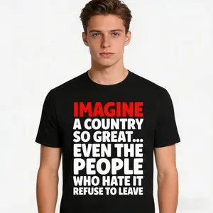 Mens Imagine A Country So Great American Flag Style T Shirt Funny Republican Humor Casual Top Soft Cotton Round Neck Fathers Day Present