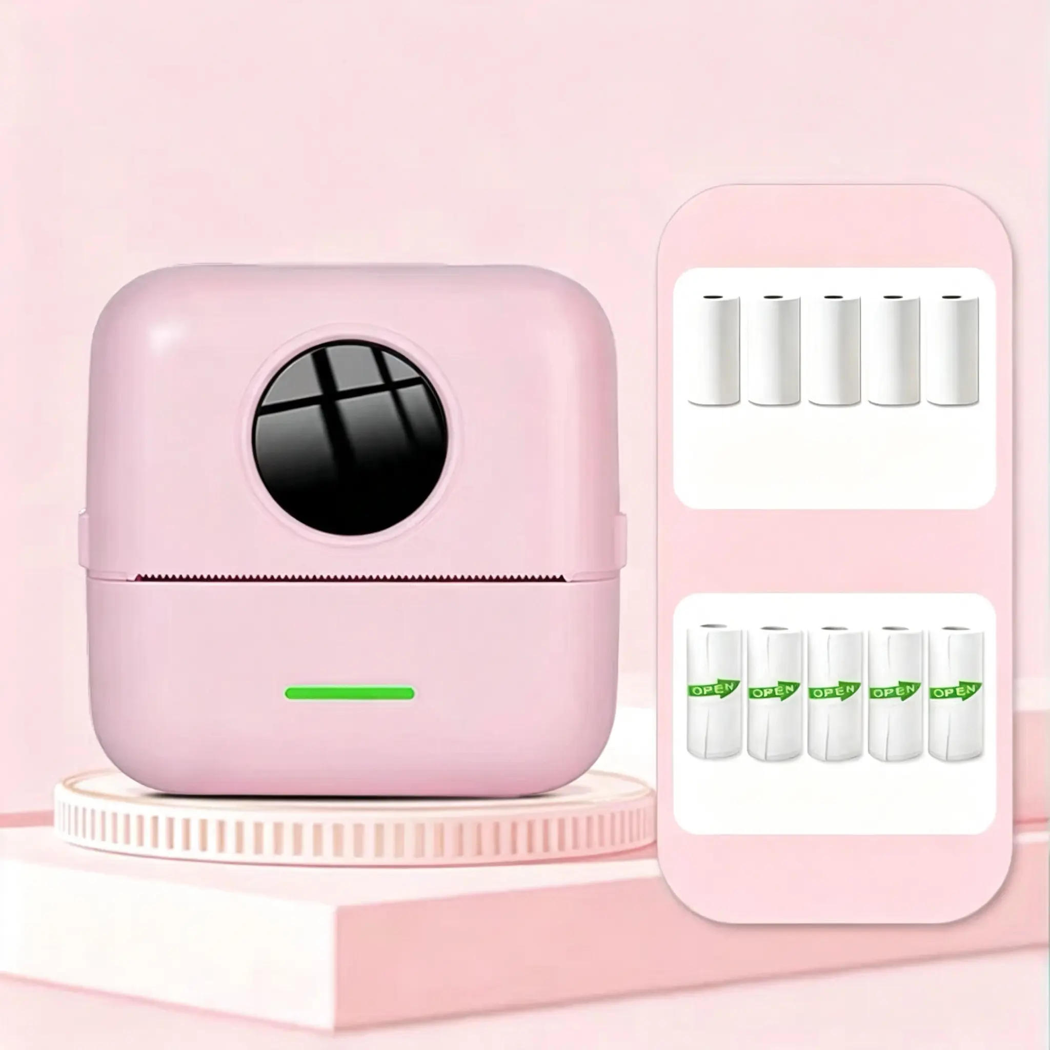 Mini Portable Printer, Inkless Sticker Printer with 10 Rolls of Paper, Mini Thermal Printer for Sticky Notes/Photos/Stickers/Labels/Receipts, Pocket Printer for iPhones, Android Phones and Tablets, White Portable Thermal Printers Portable Handheld Printer