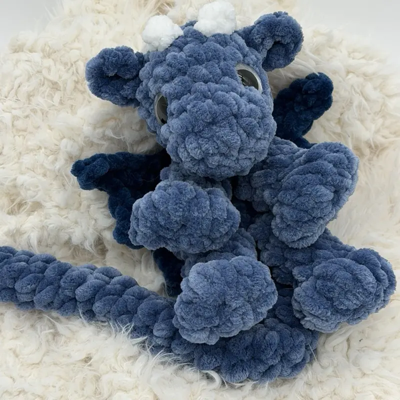 Crocheted Large Denim Blue Lovey Dragon