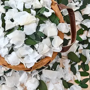 Real Dried  White Hydrangea Flower & Eucalyptus Petals - 3000+  Fragrant Confetti for Wedding, Flower Girl Baskets, Aisle Decor, Scented Sachets, Spring Potpourri Bags, Air Freshener