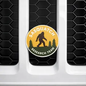 Sasquatch Research Team Grille Badge for Jeep - Easy Install  Fun Gift for Family and Friends