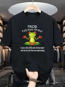 Frog T Shirt Black Fully Rely On God Frog with Bible Verse Trust In The Lord Clothing for Men And Women Casual Wear Religious Gift PLUS SIZE