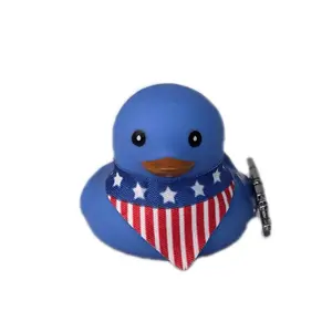 Blue Duck Figurine with Male Figure Decoration
