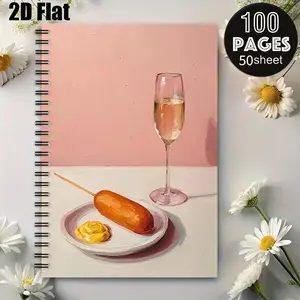 1 Spiral Coil Notebook 5.7x8.26 inch, Perfect for Birthday Celebrations & Daily Dinners, Durable Binding, Ideal for Food Journaling, Party Notes, Holiday Gift for Food Lovers & Event Planners [2D] Flat