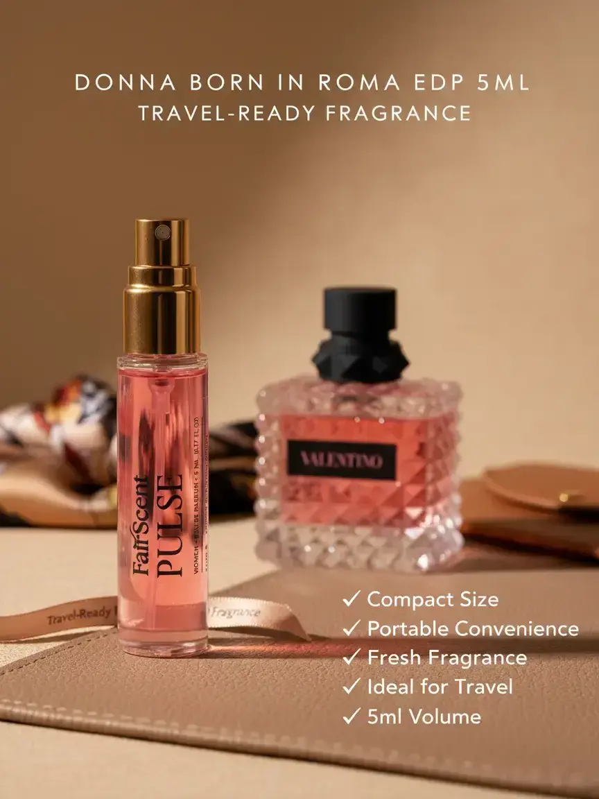 Pulse Travel Atomizer for Women with Vanilla Patchouli & Jasmine - Floral Scented EDP Spray Fragrance | 5 mL Authentic Perfumes Decant, Ginger, Donna Born In Roma, Jasmine Ginger, Floral Perfume Women's Fragrance, Fruity Floral