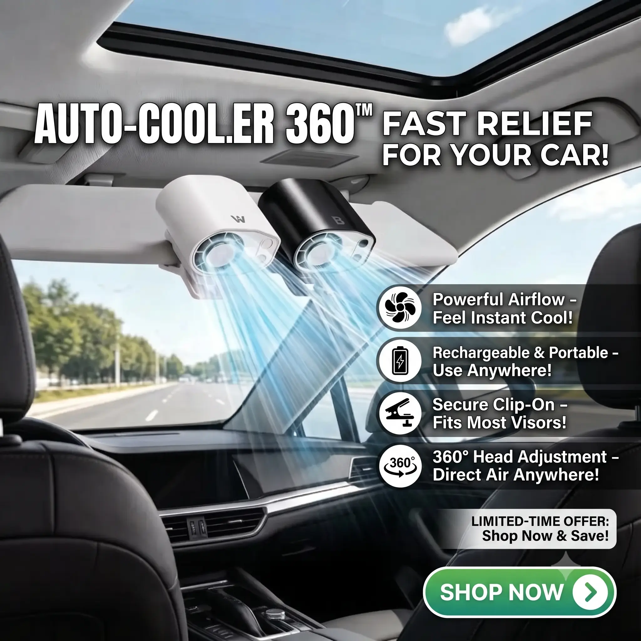 XIMAND 2026 Cooling Car Clip On Fan - 360° Rotation, 100 Speeds Adjustable, LED Display, USB Rechargeable, Wide Clamp, 20Hr 3000mAh Battery, Car Accessories Car Fan Car Seat Fan High Velocity Fan Dealsforyoudays