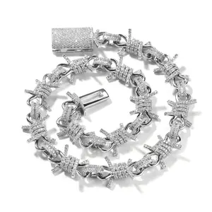 【PANG Jewelry】Hip-Hop Style Creative and New Design Men's Necklace   European and American Punk Style Large Iron Wire Chain with Diamond Thorn Pendant