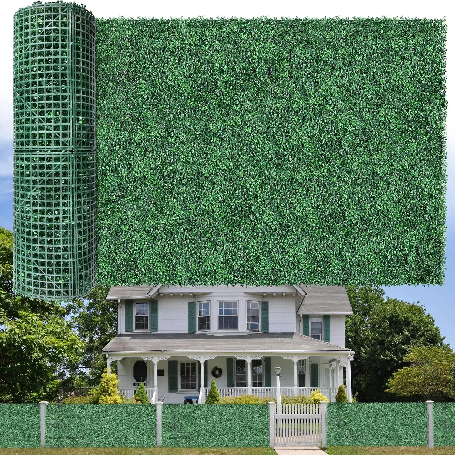 [Summer Sale Deals]Realistic Artificial Boxwood Roll Panels (40x120 in) - UV-Resistant Garden Border Fence, Patio Privacy Screen, Balcony Decor
