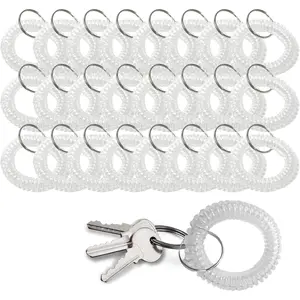 25 count Clear Wrist Keychain - Transparent Spring Spiral Wrist Coil Key Chain for Woman Girl Key Holder Clear Color Spiral Keychain Bracelet Soft Plastic Band