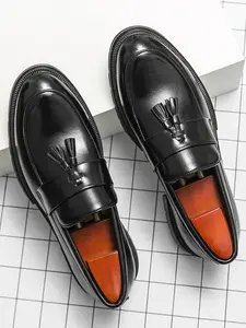 Men's Business Style Solid Color Formal Dress Shoes, Fashionable Pointed Toe Slip on Shoes for Work Office, Casual Comfortable Shoes for Daily Wear, Boy