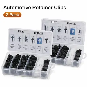 200 Car 6.3 mm 8 mm 9 mm 10 mm Nylon Fasteners Kit, Push-in Screw Bumper Push Rivet Clip , Door Panel Bumper Clip Fixing Buckle, Universal for Most Cars