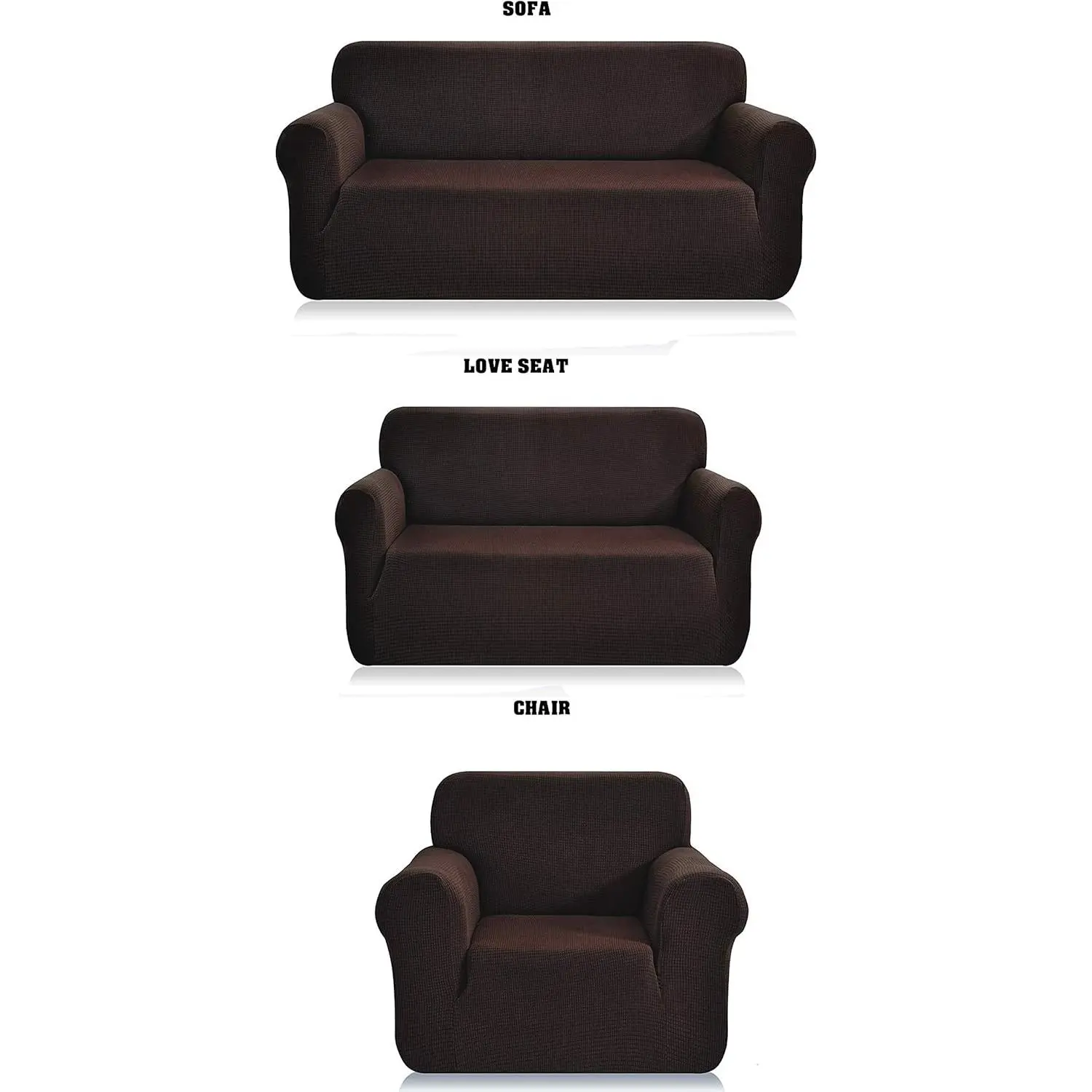 Collection 3 count Set Slipcover Set Furniture Cover Spandex Set ludes Sofa and Love-Seat and Chair Covers Solid Coffee