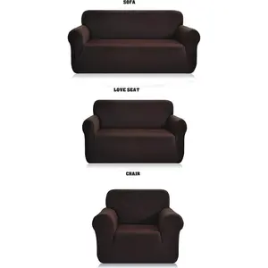 Collection 3 count Set Slipcover Set Furniture Cover Spandex Set ludes Sofa and Love-Seat and Chair Covers Solid Coffee
