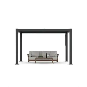 Aluminum Louvered Pergola, Outdoor Pergola with Adjustable Louvered Roof, Integrated Drainage System, Hardtop Gazebo for Patio, Deck