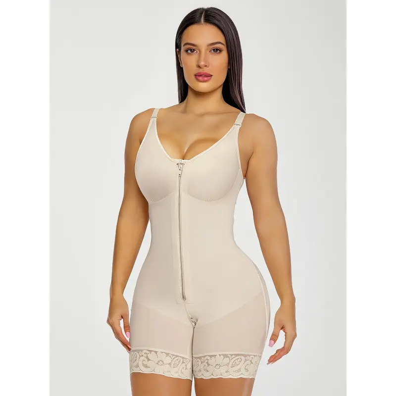 Women's Shapewear Shorts, High Waist Tummy Control Body Shaper with Butt Lifter, Full Zipper & Detachable Straps for Postpartum, Gym, and Daily Wear, Body Align Shapewear Bodysuit, Compression, Belly Support Shapewear Bodysuit