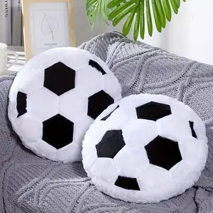 White Soccer Ball Plush Pillow, Soft Stuffed Football Cushion, Sports Themed Decorative Toy for Kids and Home Decor, Cozy Fluffy Soccer Pillow for Children and Sport Enthusiasts, 1pc, Applicable for Ages 3+