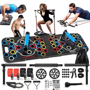 Multifunctional Push Up Board with Slip-Proof Base and Auxiliary Resistance Bands, Portable Indoor Strength Training Tool for Upper Body, Core and Abs, Accelerate Your Fitness Goals