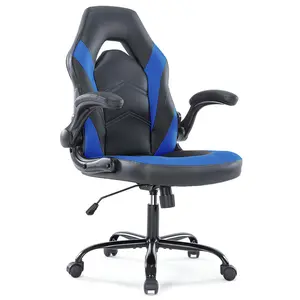 Sweet Furniture F Gaming Chair, Ergonomic Office Chair High Back Computer Chair with PU Leather and Flip-up Armrest, Executive Ergonomic Adjustable Swivel Task Chair
