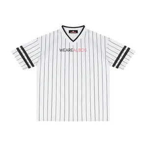 Unisex Striped Loose V-Neck T-Shirt