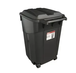 Hyper Tough 45 Gallon Wheeled Heavy Duty Plastic Garbage Can, Attached Lid, Black Hyper Tough 45 Gallon Wheeled Heavy Duty Plastic Garbage Can, Attached Lid, Black