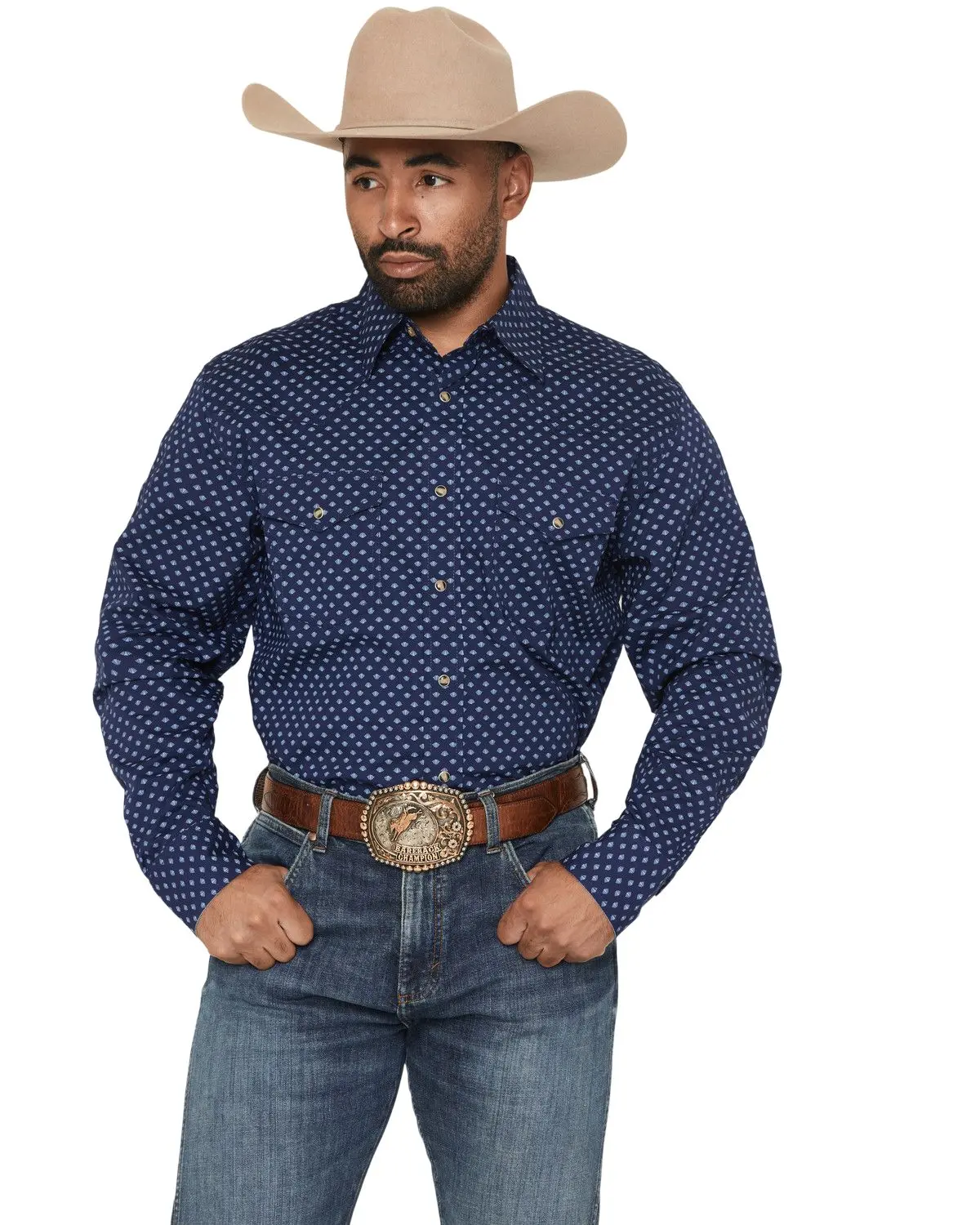 Wrangler Men's 20X Men'S Geo Print Long Sleeve Snap Stretch Western Shirt - 112367864