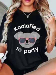 100% Cotton Unisex Koala Koalafied To Party Birthday Gift T-Shirt Casual Top