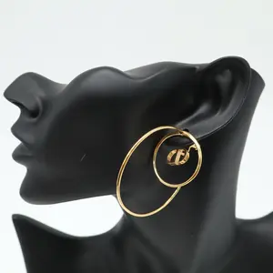 Pre-owned Christian Dior CD Hoop Drop Earrings W21547