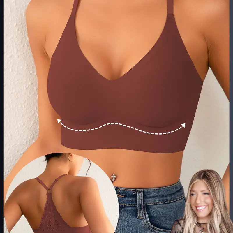 【Katrina's Exclusive】Anti slip adhesive supportive sports bra top wireless breathable backless design for yoga fitness training Workout Bra Exercise Bra