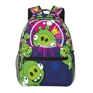 Fashion Angry Birds backpack with large capacity — daily commuter bag for outdoor hiking and business; cartoon casual Angry Birds merchandise laptop daypack and school bag for women, men, and gift giving.