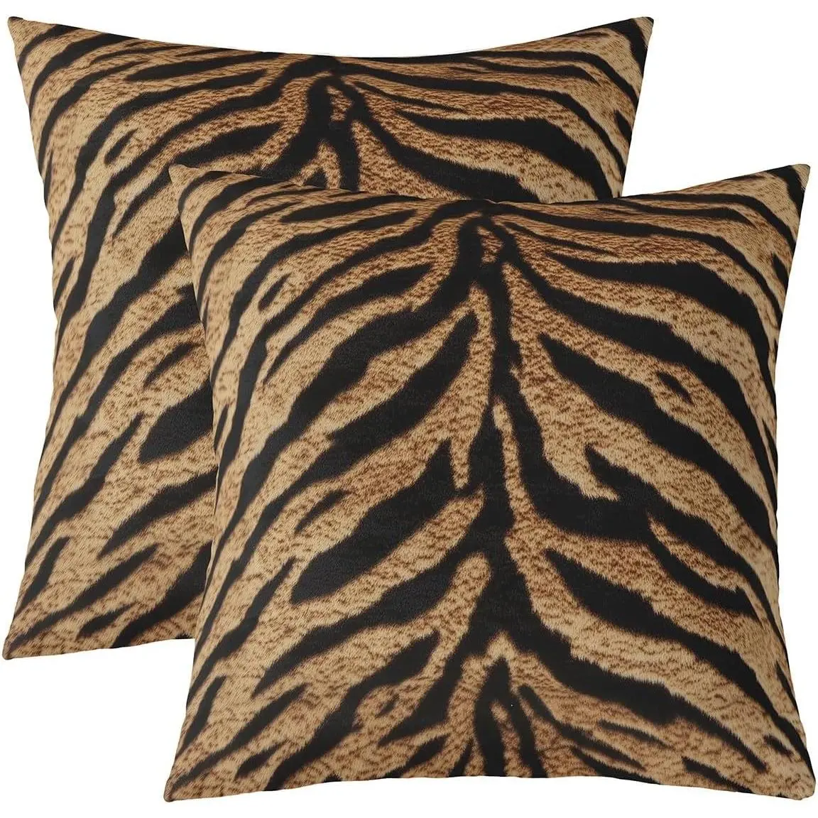 Tiger Skin Print Pillow Covers,3D Animals Rustic Throw Pillow Covers,Hunting Safari Reversible Cushion Covers,Wildlife Winter Decorative Pillow Covers